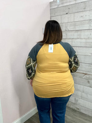"Need You Back" Mustard Colorblock Top