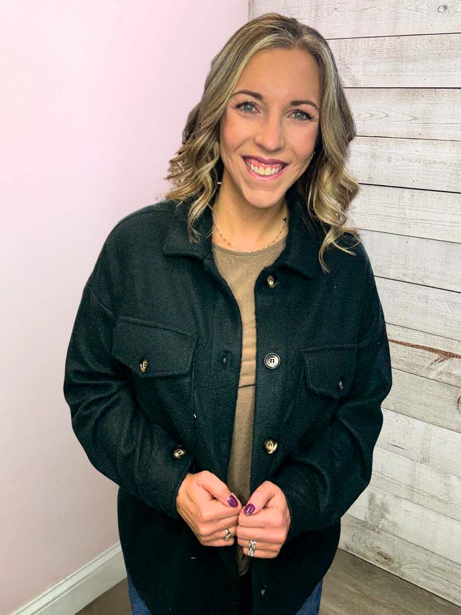 "Pure Delight" Black Button-Down Jacket