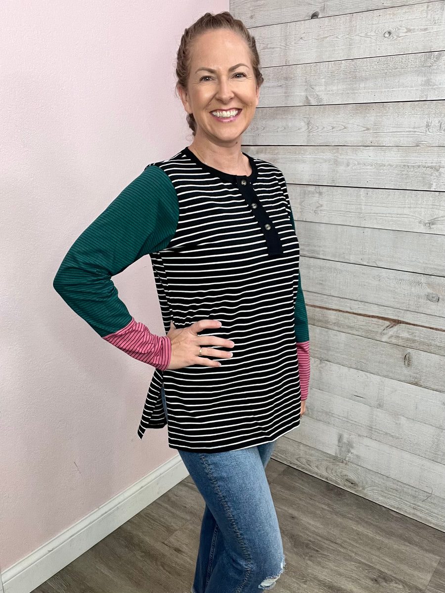 "Feeling Sentimental" Stripe Colorblock Top