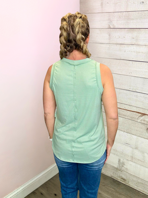 "Cool Summer" Sage Ribbed Tank Top