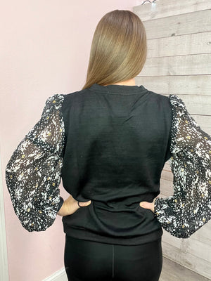 "Afternoon Date" Sheer Long Sleeve Top