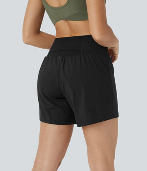 "Lake Days" Yoga Shorts- Black