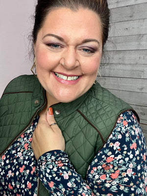 "Casual Fun" Quilted Vest- Olive