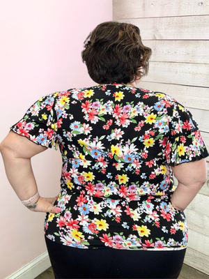 "Darling Smile" Black Floral Top
