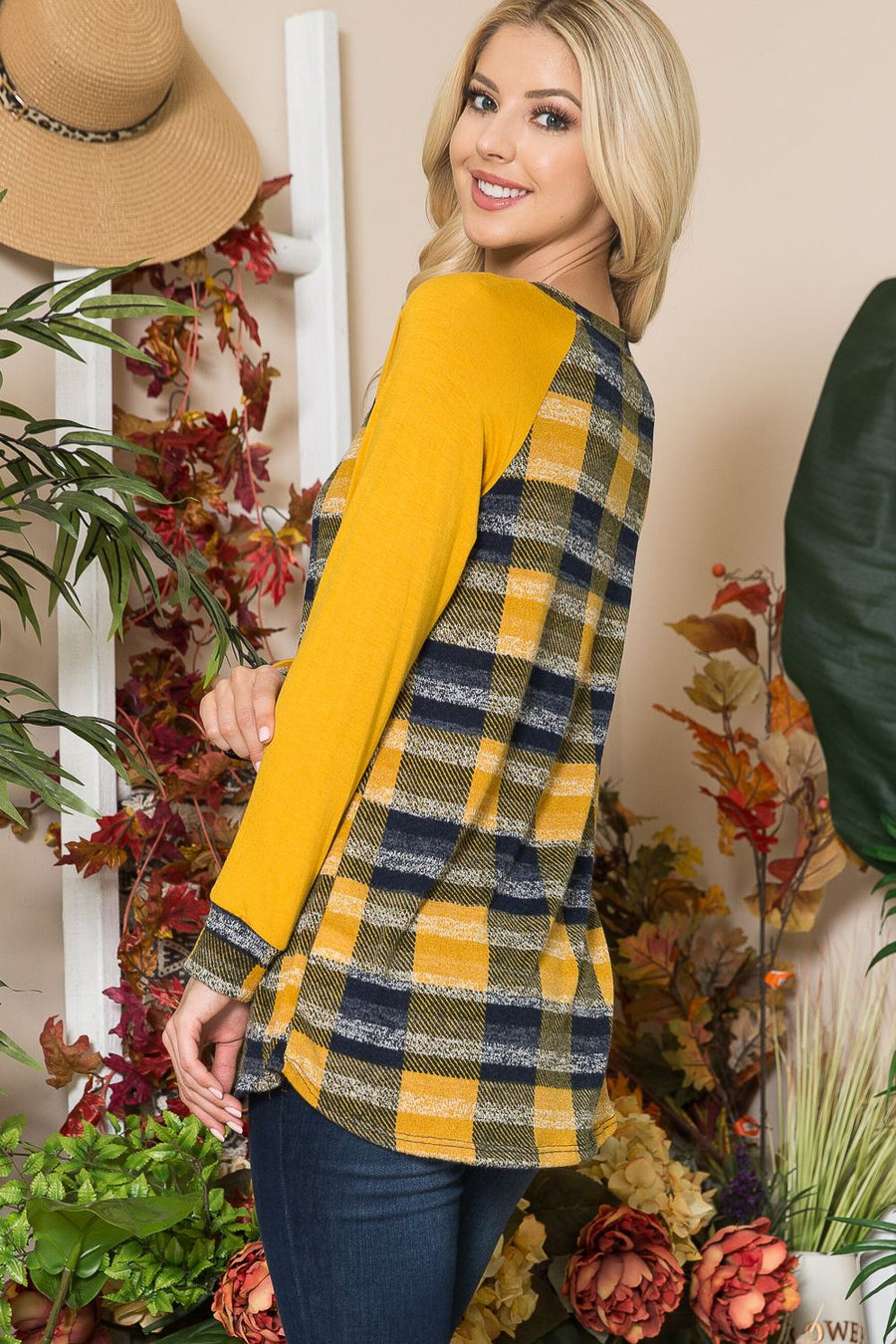 PF "Feeling Bright" Yellow Plaid Top