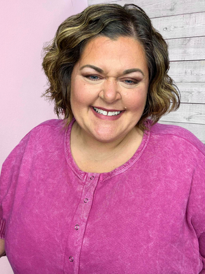 "My Kind Of Day" Magenta Top w/Buttons