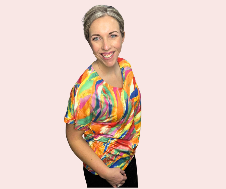 "All My Life" Multi-Color Abstract Top