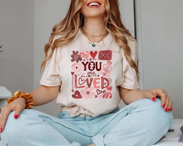 "You Are Loved" Heart/Floral Graphic Top