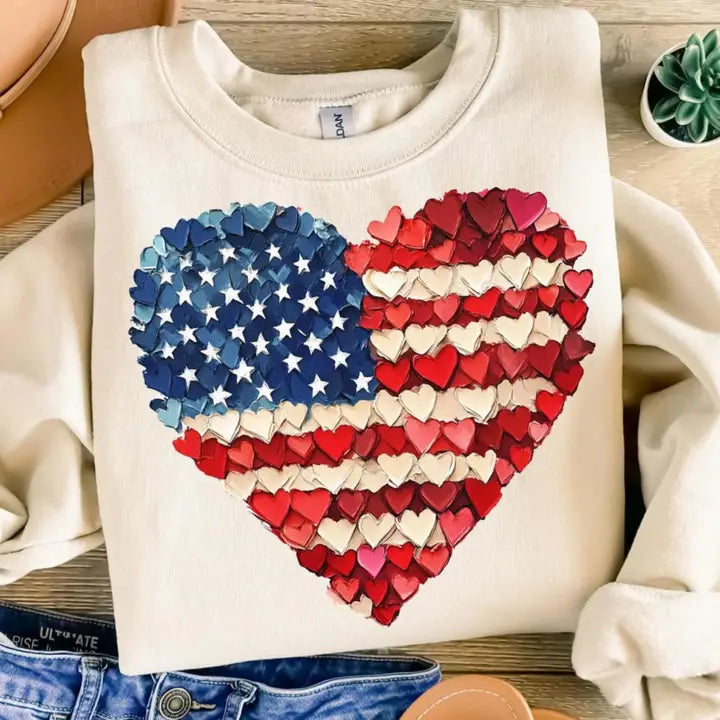 USA Flag Heart Graphic Tee