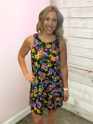 "Take Me Somewhere" Black Floral Dress