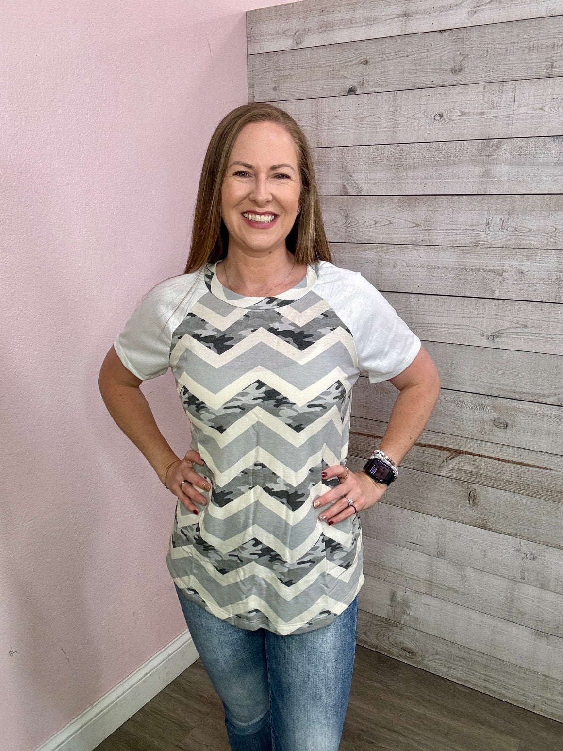 "No Complaints" Camo Chevron Print Top *FINAL SALE*