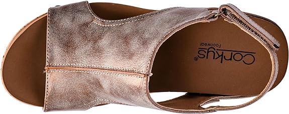 "Carley" Corky Wedge Sandal- Bronze Metallic