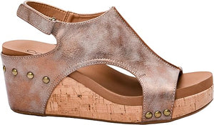 "Carley" Corky Wedge Sandal- Bronze Metallic *FINAL SALE*