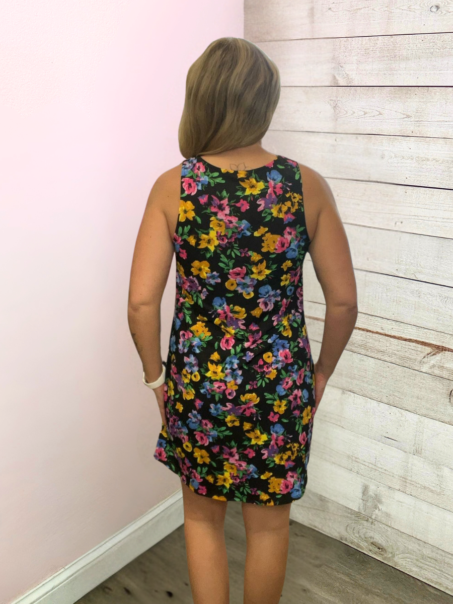 "Take Me Somewhere" Black Floral Dress