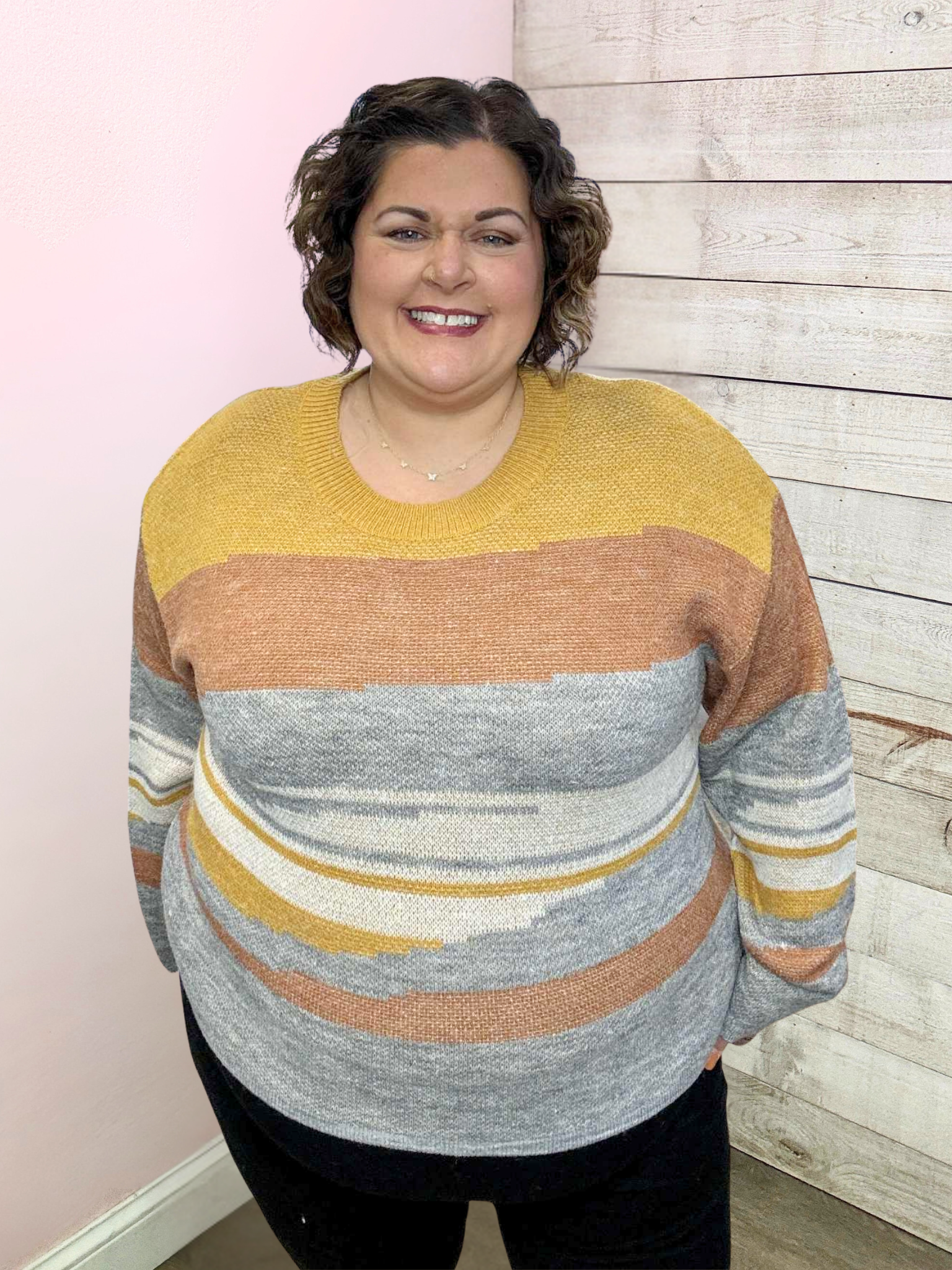 "Loved By You" Mustard/Rust Sweater