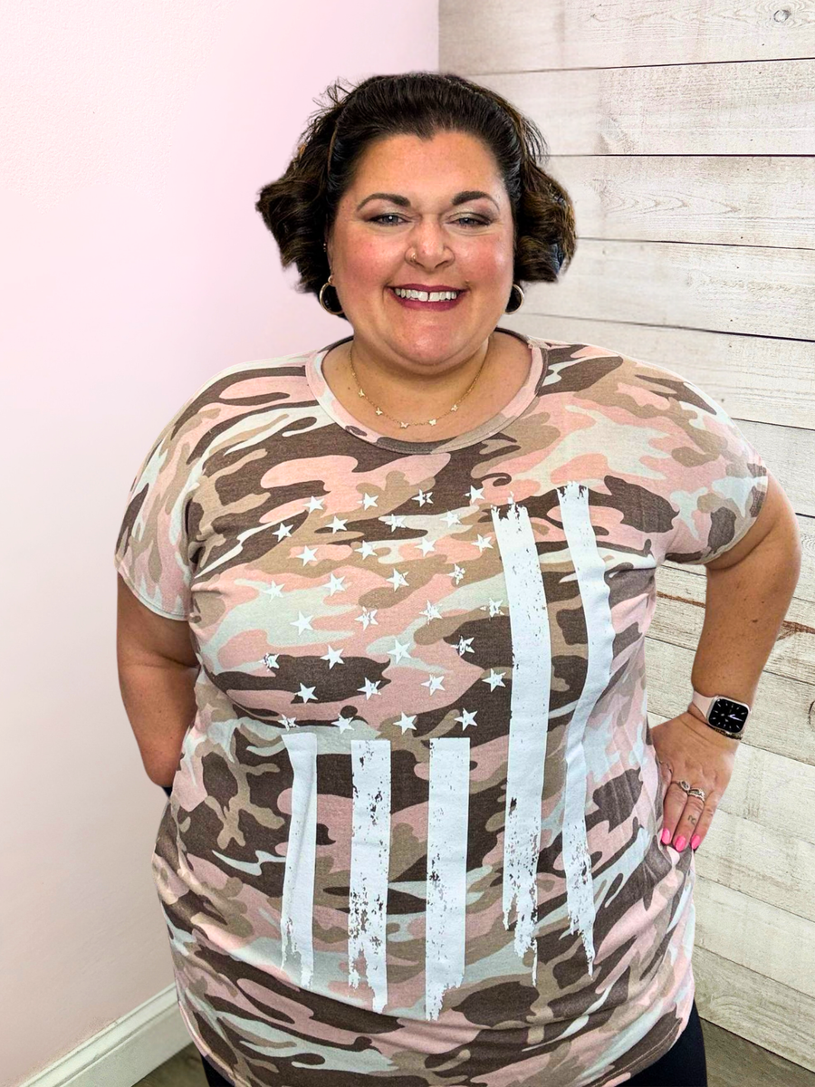 "American Charm" Pink Camo Top