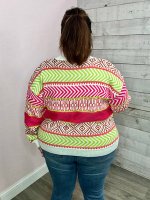 "Full Of Happiness" Bright Textured Sweater