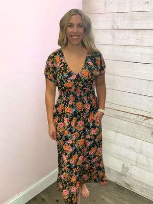 "Feeling Glam" Black Floral Dress