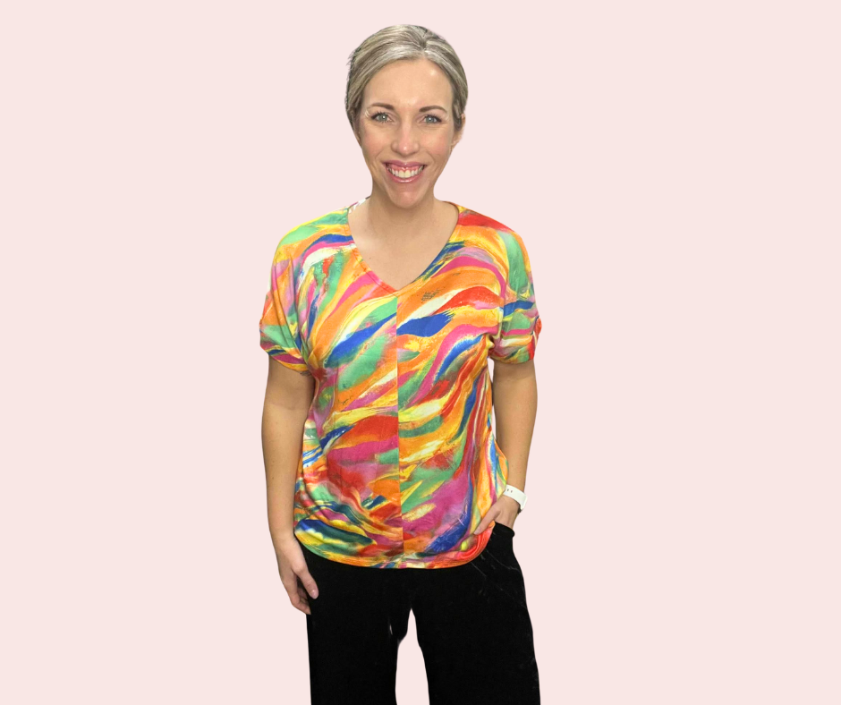 "All My Life" Multi-Color Abstract Top
