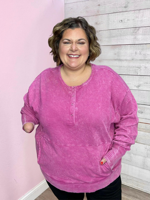 "My Kind Of Day" Magenta Top w/Buttons