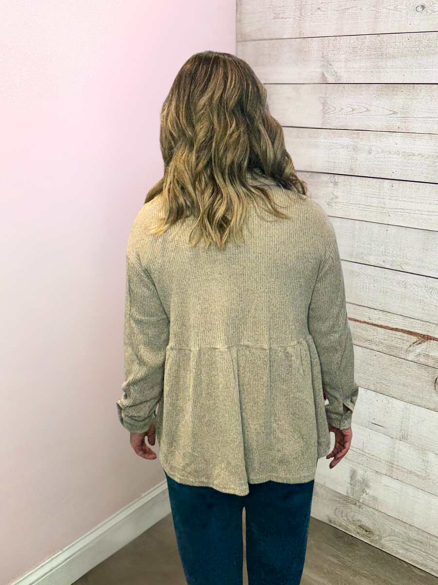 "Back To Work" Oatmeal Babydoll Top