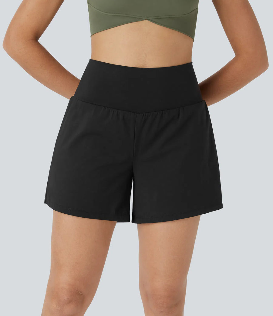 "Lake Days" Yoga Shorts- Black