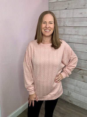 "Snuggly Style" Blush Textured Top *FINAL SALE*