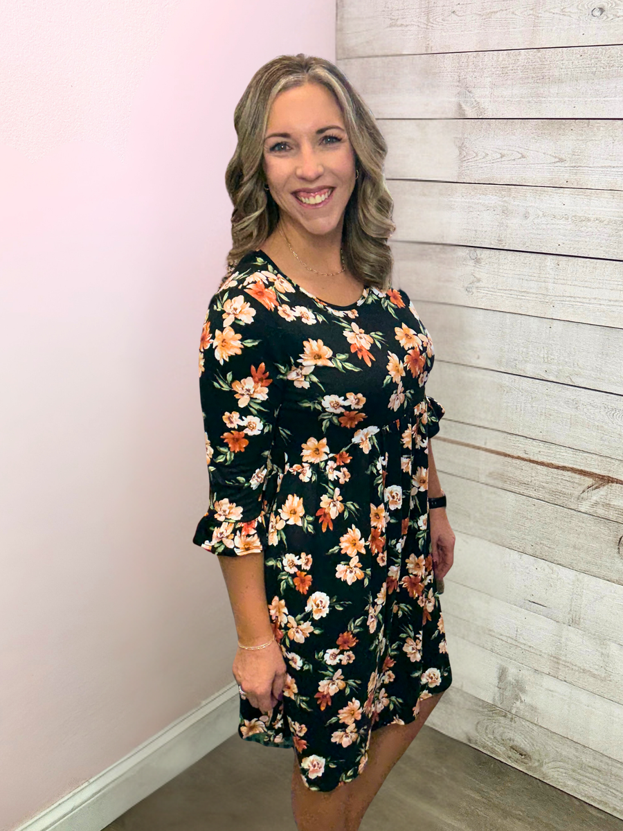 "Vivid Views" Floral Babydoll Dress