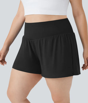 "Lake Days" Yoga Shorts- Black