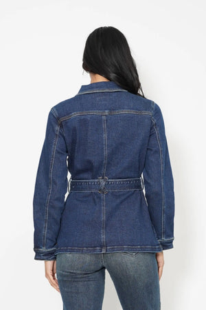 "Work Hard" Judy Blue Mid Length Denim Jacket- 7876 *FINAL SALE*