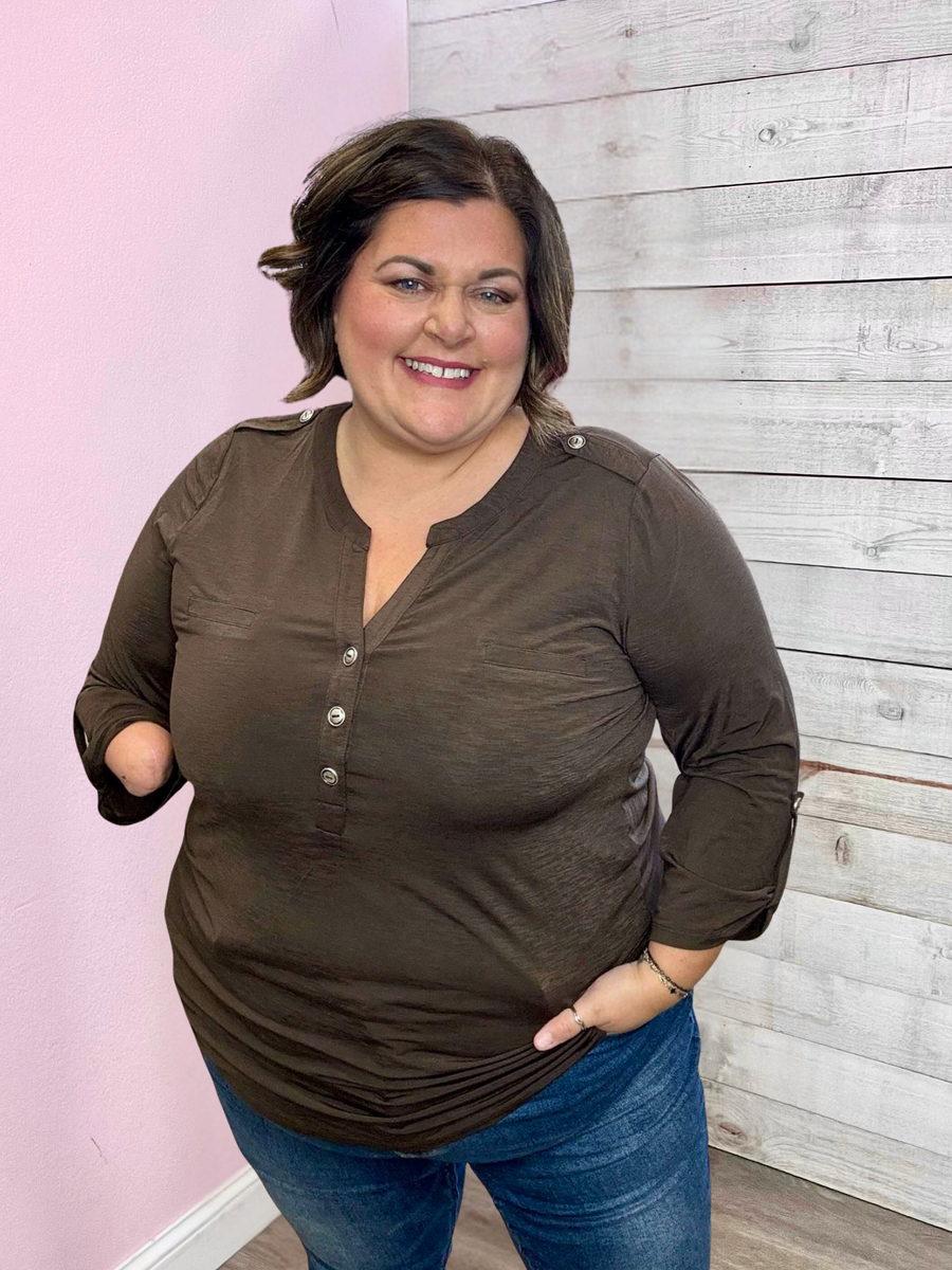"Harvest Hues" Solid Brown Luxe Lizzy Top
