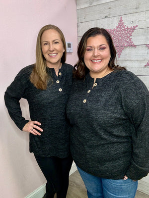 BF "New Classic" Heathered Black Top w/Buttons