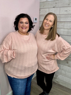 "Snuggly Style" Blush Textured Top *FINAL SALE*