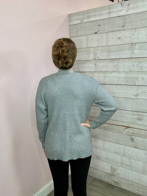 "Dreamy Delight" Waffle Knit Cardigan- Grey *FINAL SALE*