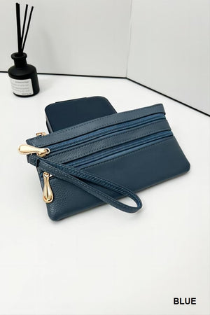 "Taylor"  Triple Zipper Wrist Wallet Clutch