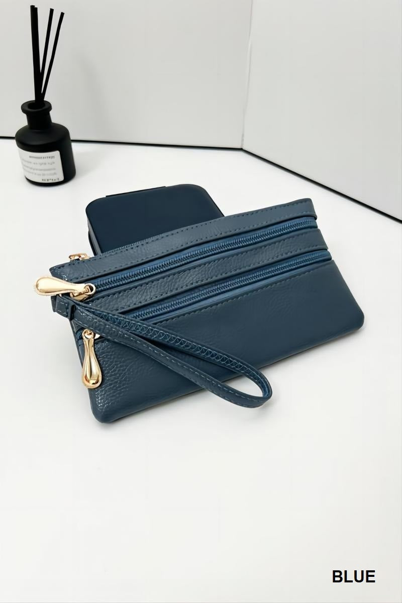 "Taylor"  Triple Zipper Wrist Wallet Clutch