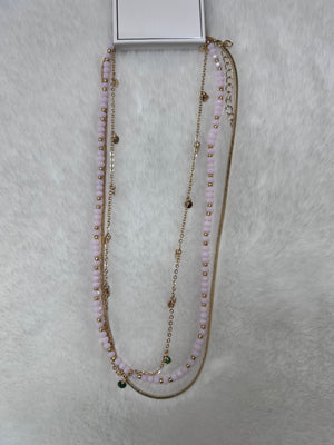 Gold and Pink Layered Necklace