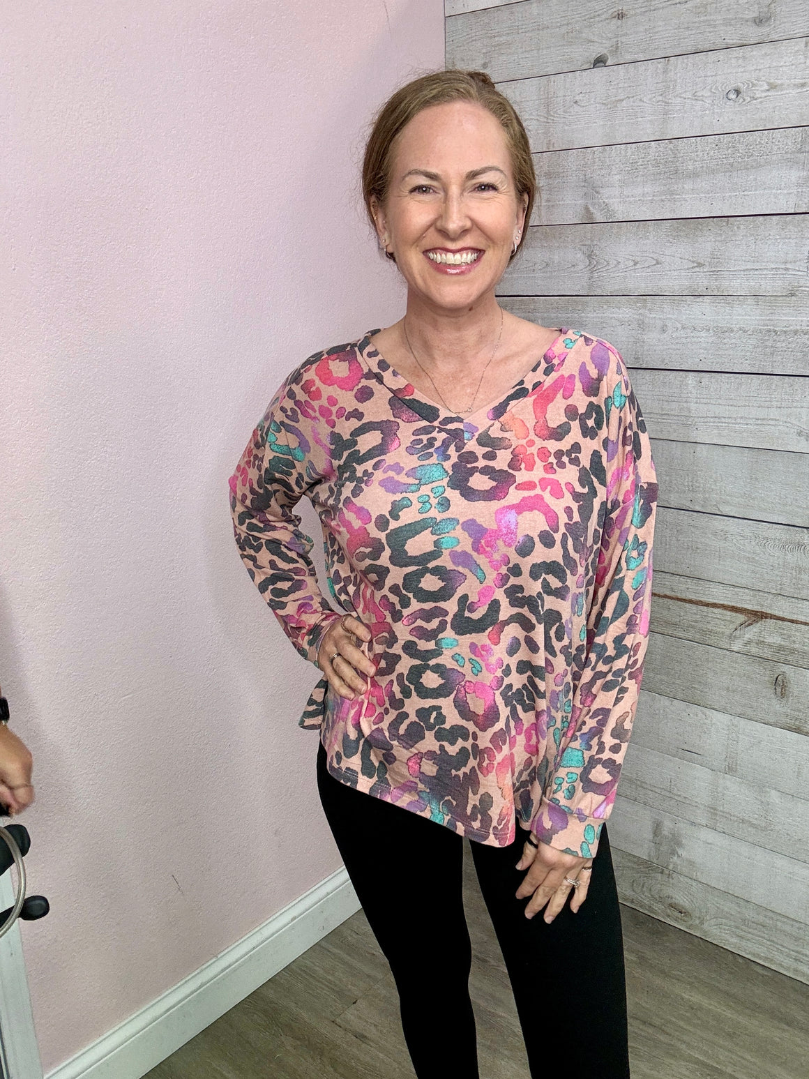 Pink"Fate Would Have It" Animal Print Top