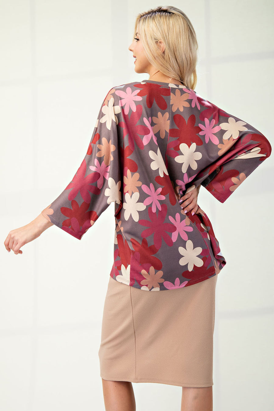 PF "Rustic Bloom" Mocha Floral Top