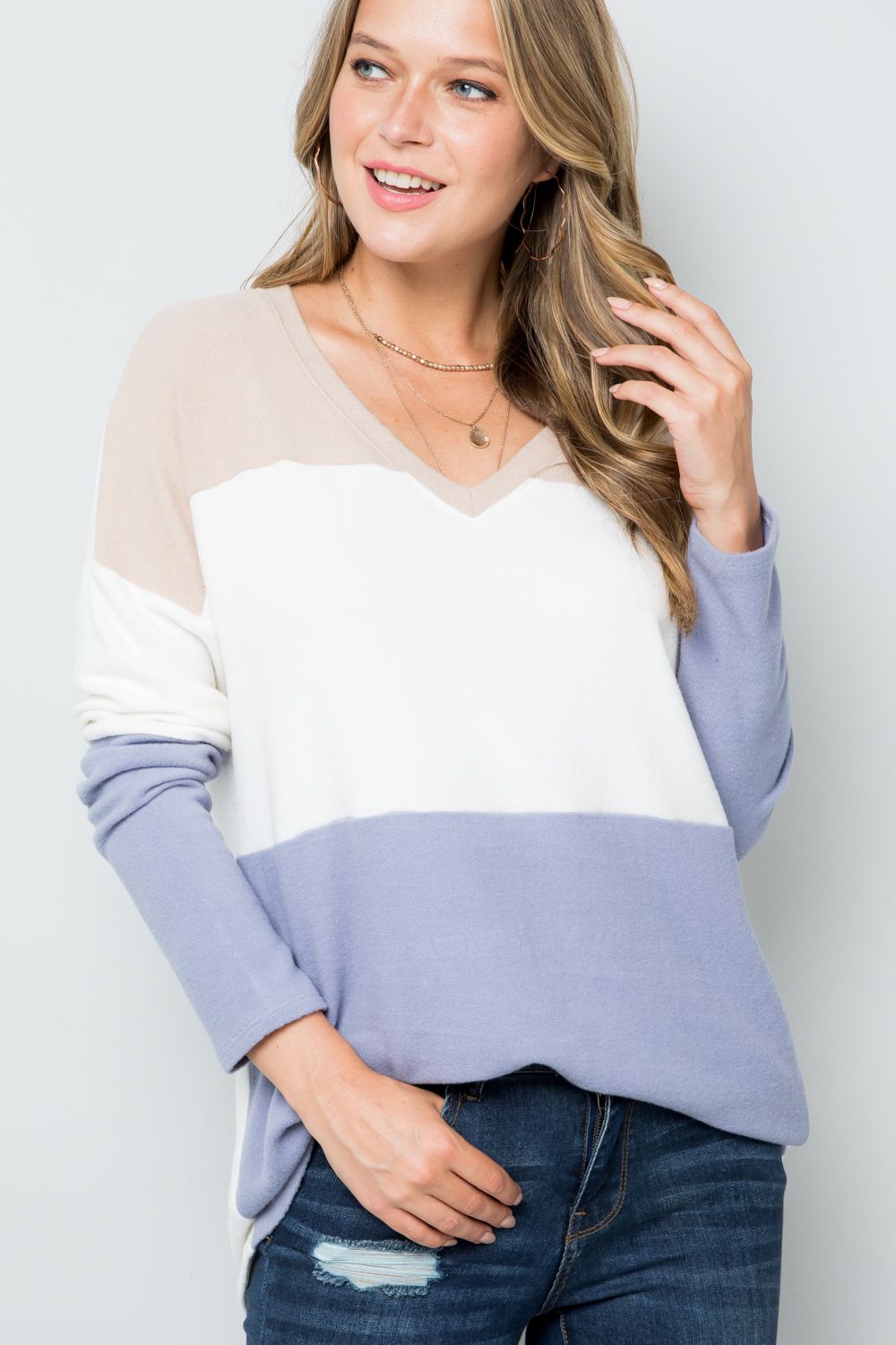 PF "On The Line" Colorblock Top- Blue