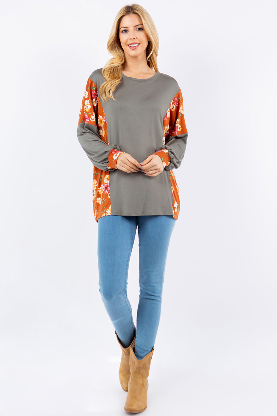 PF "Stylish Forecast" Floral Contrast Top