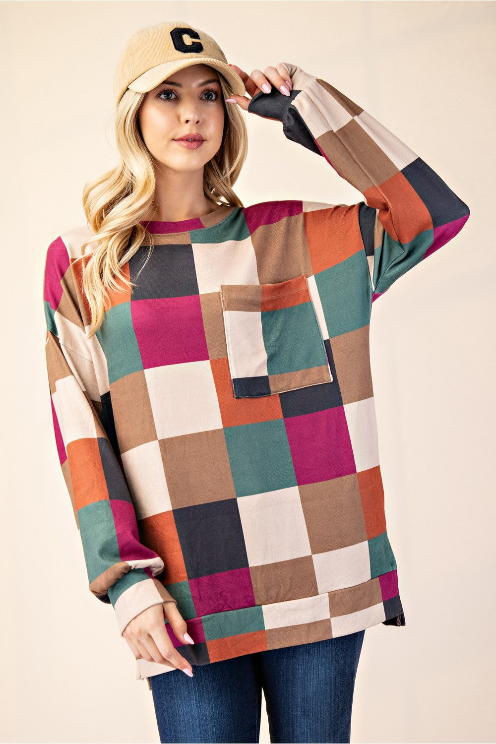"Sweet Smile" Checkered Top
