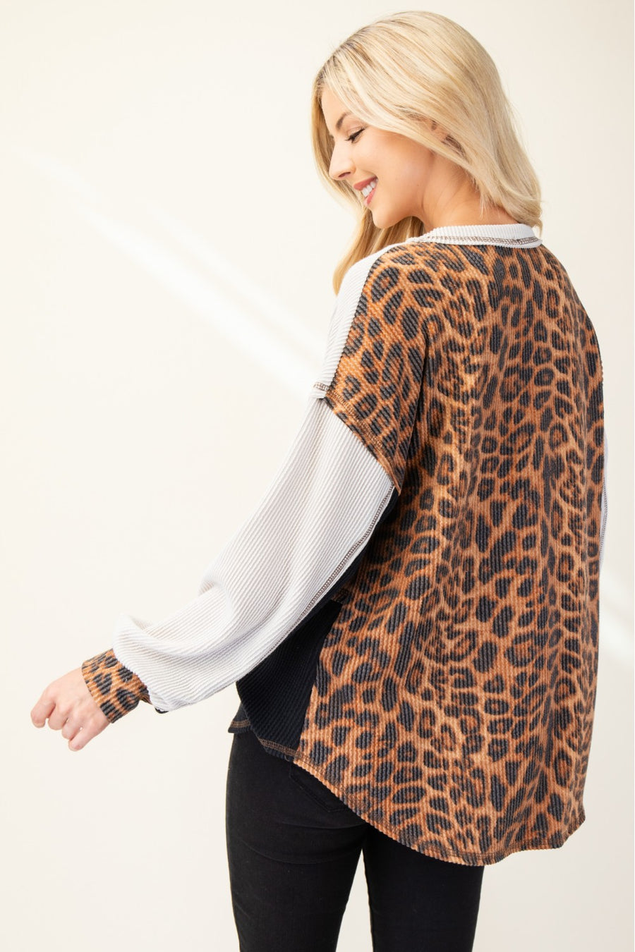 "Leopard Love" Animal Print Colorblock Top