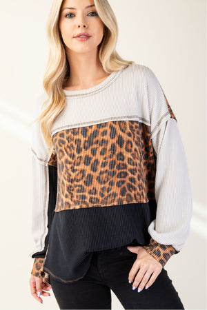 "Leopard Love" Animal Print Colorblock Top
