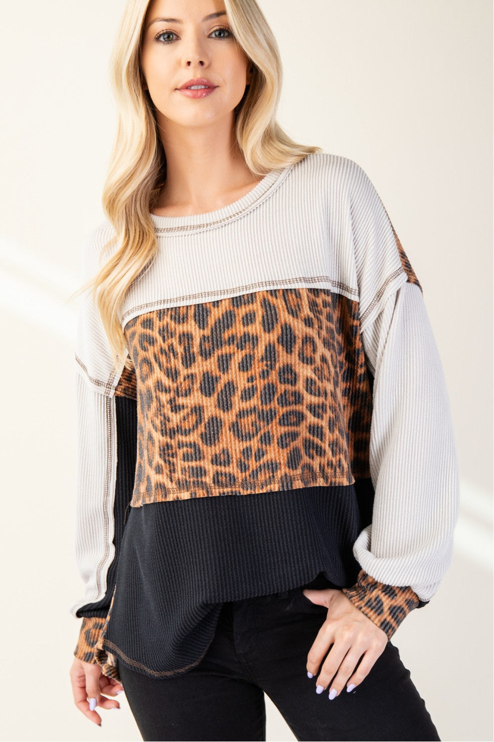 "Leopard Love" Animal Print Colorblock Top