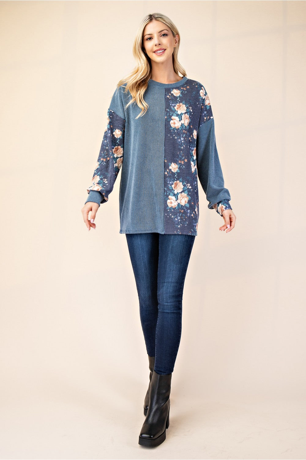 "Wildflower" Floral Contrast Top