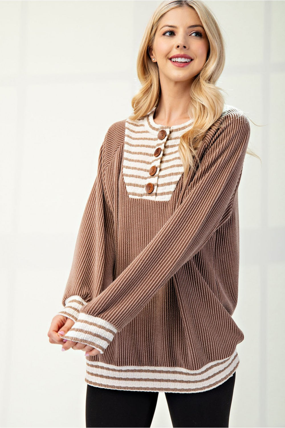 "Loving Glance" Button Detail Top