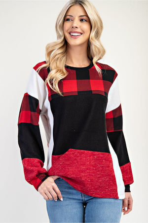 "Season Essential" Plaid Sparkle Top
