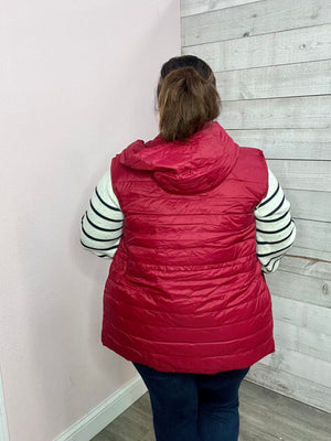 "Something Extra" Hooded Puffer Vest- Red