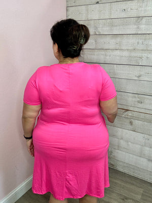 "Back To Basics" T-Shirt Dress- Pink